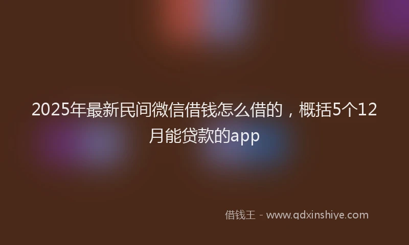 2025年最新民间微信借钱怎么借的，概括5个12月能贷款的app