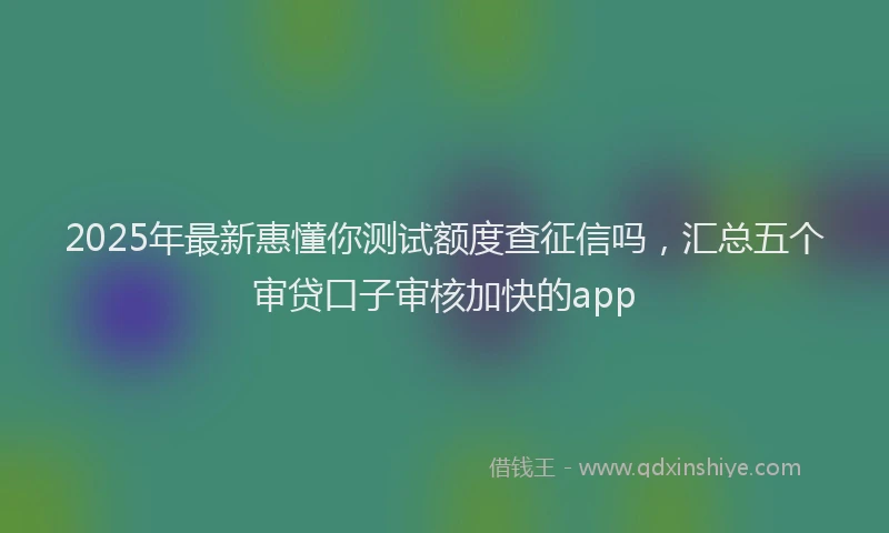 2025年最新惠懂你测试额度查征信吗，汇总五个审贷口子审核加快的app
