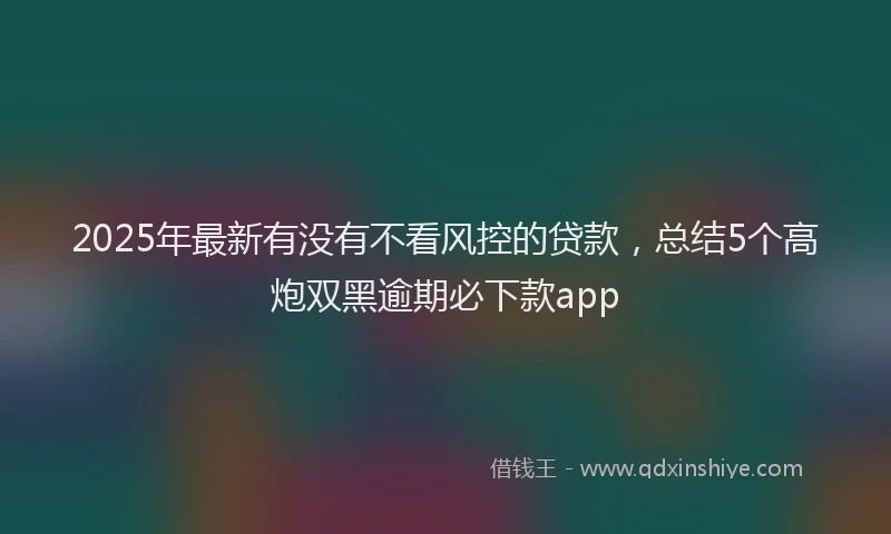 2025年最新有没有不看风控的贷款，总结5个高炮双黑逾期必下款app