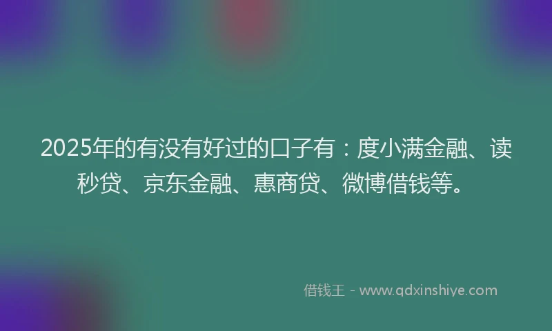 2025年的有没有好过的口子有：度小满金融、读秒贷、京东金融、惠商贷、微博借钱等。