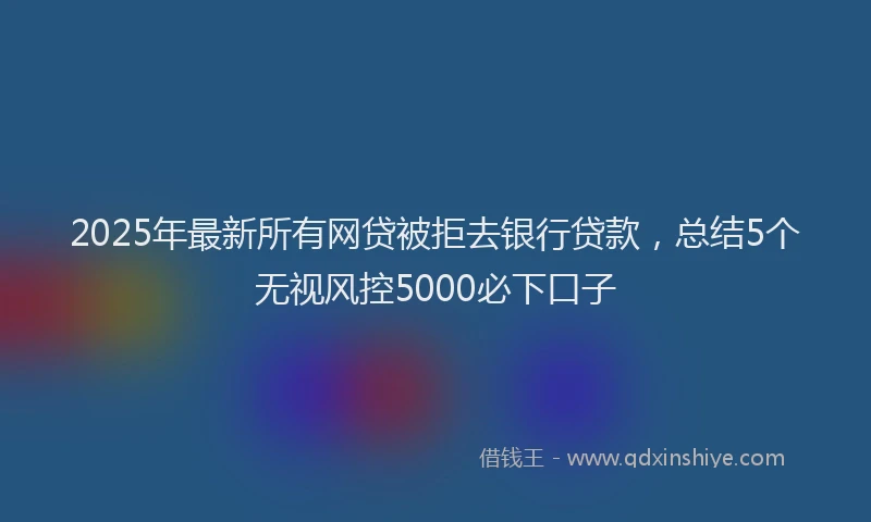 2025年最新所有网贷被拒去银行贷款，总结5个无视风控5000必下口子