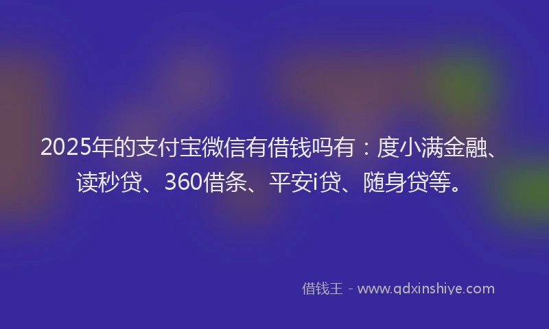 2025年的支付宝微信有借钱吗有：度小满金融、读秒贷、360借条、平安i贷、随身贷等。