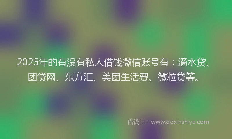 2025年的有没有私人借钱微信账号有：滴水贷、团贷网、东方汇、美团生活费、微粒贷等。