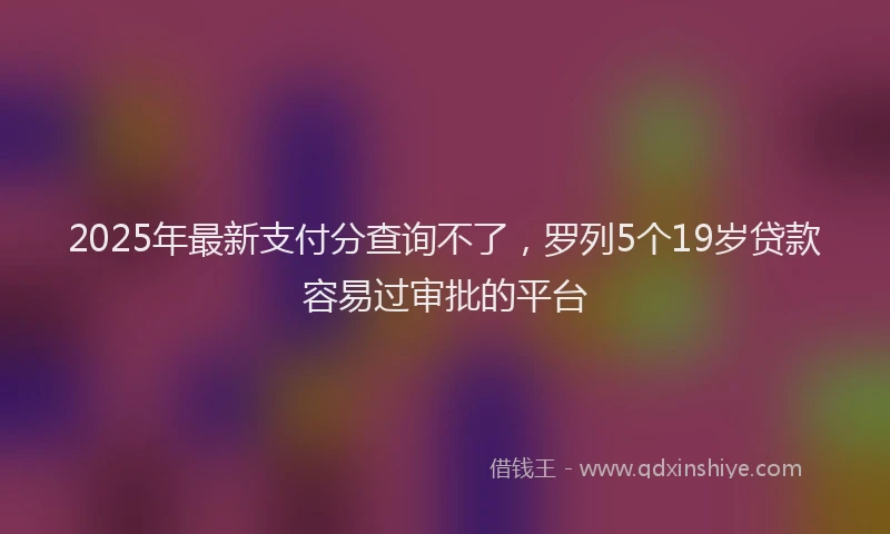 2025年最新支付分查询不了，罗列5个19岁贷款容易过审批的平台