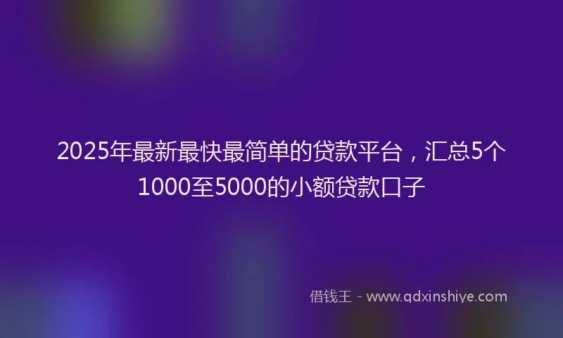 2025年最新最快最简单的贷款平台，汇总5个1000至5000的小额贷款口子