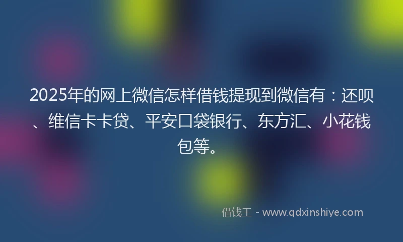 2025年的网上微信怎样借钱提现到微信有：还呗、维信卡卡贷、平安口袋银行、东方汇、小花钱包等。