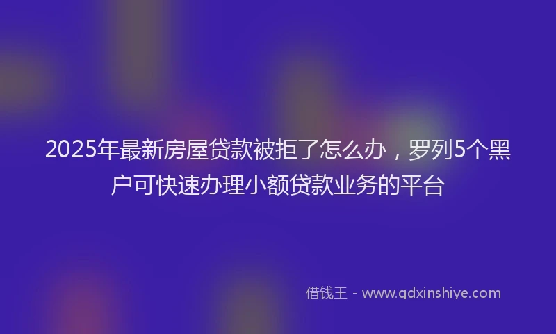 2025年最新房屋贷款被拒了怎么办，罗列5个黑户可快速办理小额贷款业务的平台