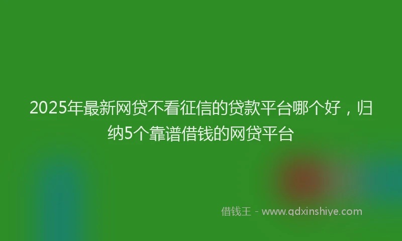 2025年最新网贷不看征信的贷款平台哪个好，归纳5个靠谱借钱的网贷平台