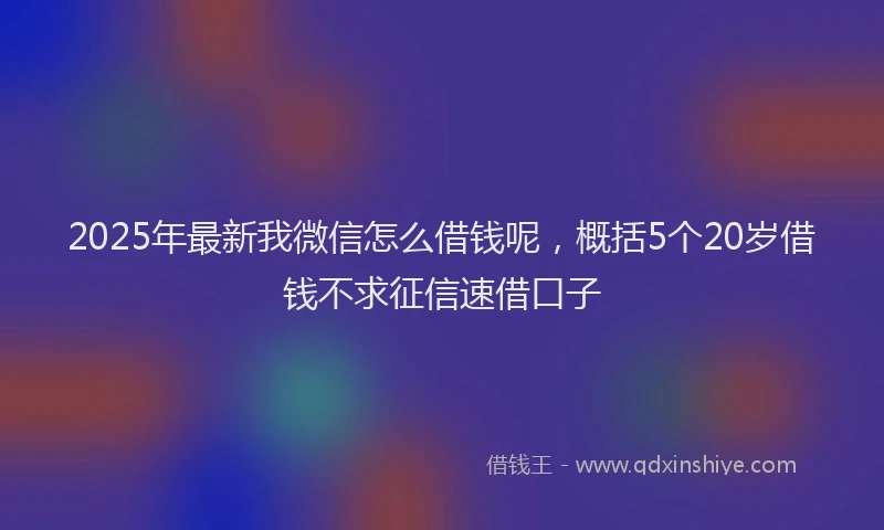 2025年最新我微信怎么借钱呢，概括5个20岁借钱不求征信速借口子