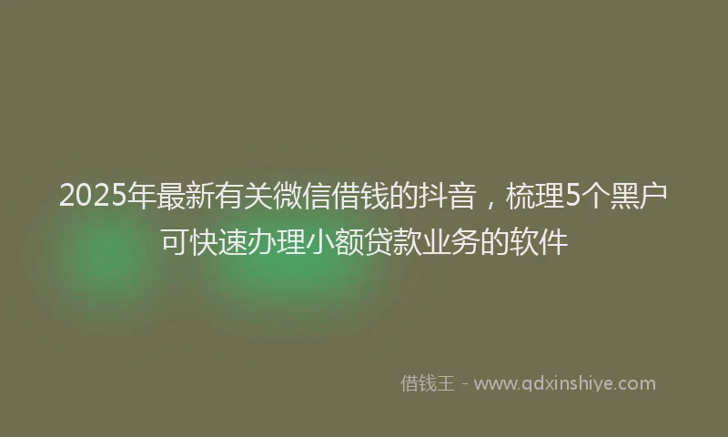 2025年最新有关微信借钱的抖音，梳理5个黑户可快速办理小额贷款业务的软件