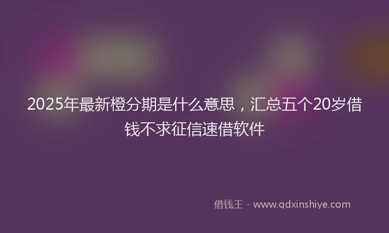 2025年最新橙分期是什么意思，汇总五个20岁借钱不求征信速借软件