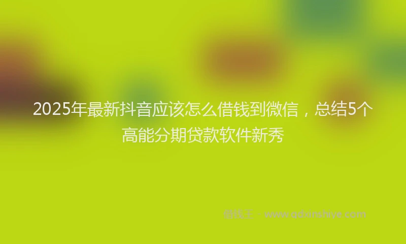 2025年最新抖音应该怎么借钱到微信，总结5个高能分期贷款软件新秀
