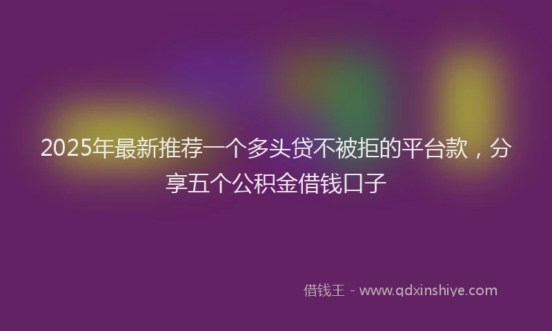 2025年最新推荐一个多头贷不被拒的平台款，分享五个公积金借钱口子