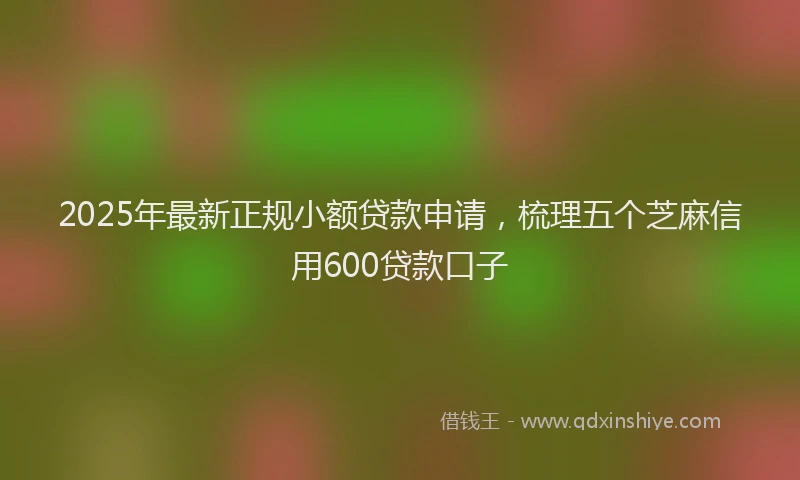 2025年最新正规小额贷款申请，梳理五个芝麻信用600贷款口子