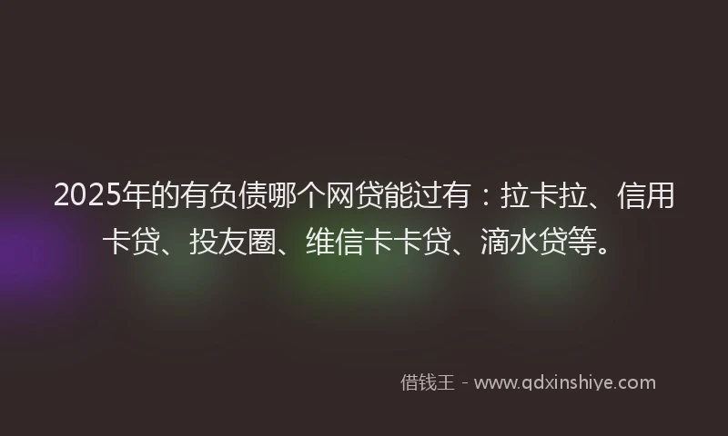 2025年的有负债哪个网贷能过有：拉卡拉、信用卡贷、投友圈、维信卡卡贷、滴水贷等。
