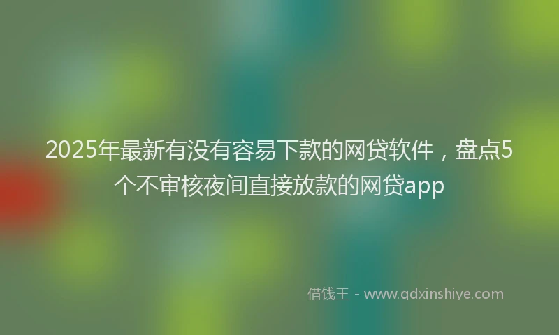 2025年最新有没有容易下款的网贷软件，盘点5个不审核夜间直接放款的网贷app