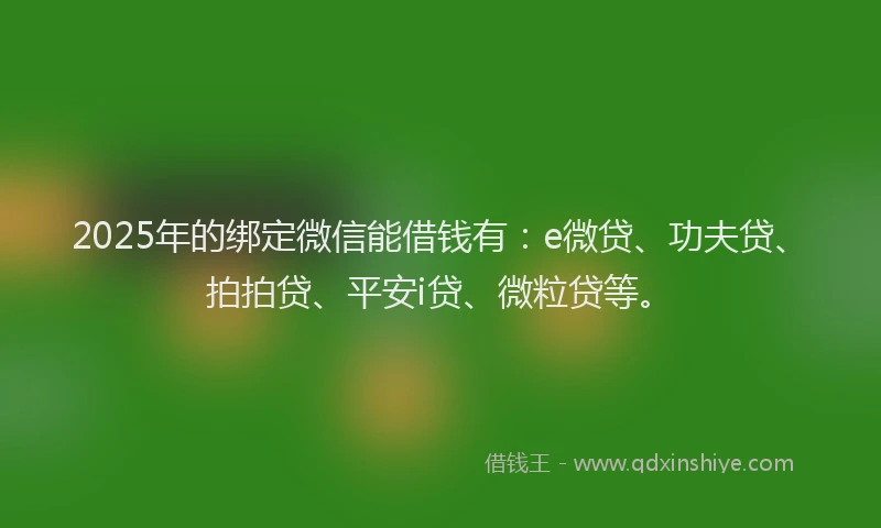2025年的绑定微信能借钱有：e微贷、功夫贷、拍拍贷、平安i贷、微粒贷等。