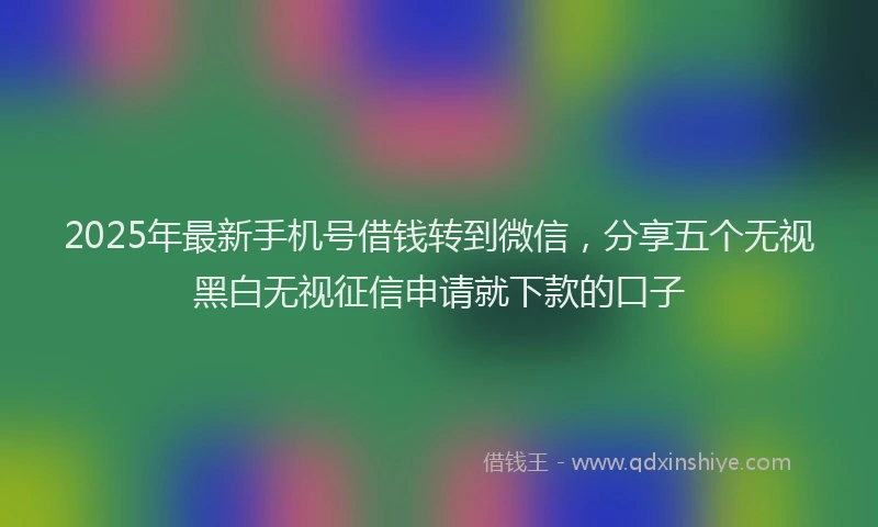 2025年最新手机号借钱转到微信，分享五个无视黑白无视征信申请就下款的口子