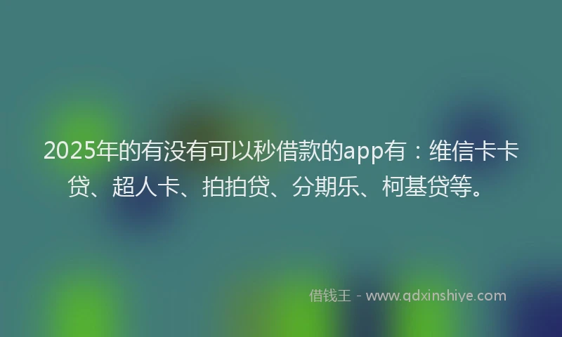 2025年的有没有可以秒借款的app有：维信卡卡贷、超人卡、拍拍贷、分期乐、柯基贷等。