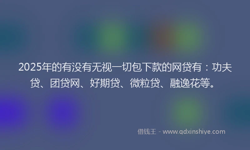 2025年的有没有无视一切包下款的网贷有：功夫贷、团贷网、好期贷、微粒贷、融逸花等。