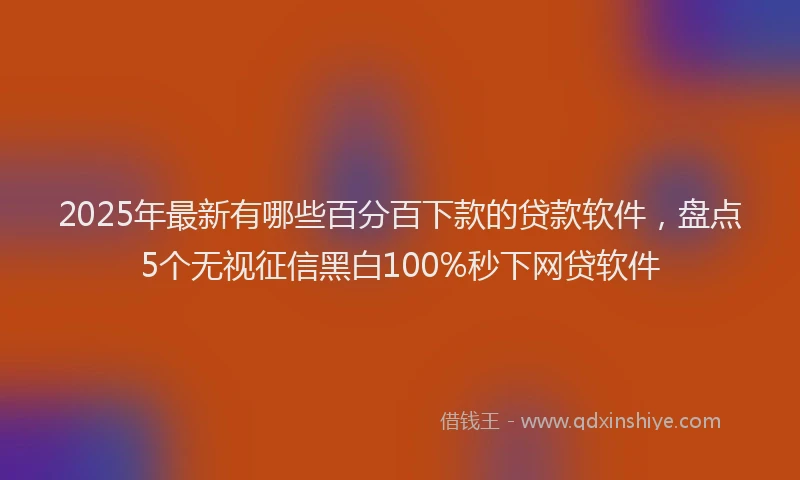 2025年最新有哪些百分百下款的贷款软件，盘点5个无视征信黑白100%秒下网贷软件