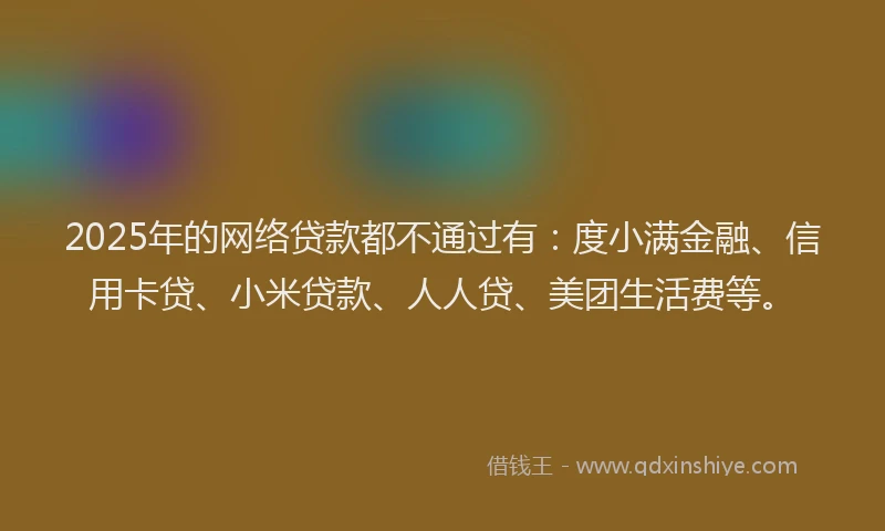 2025年的网络贷款都不通过有：度小满金融、信用卡贷、小米贷款、人人贷、美团生活费等。