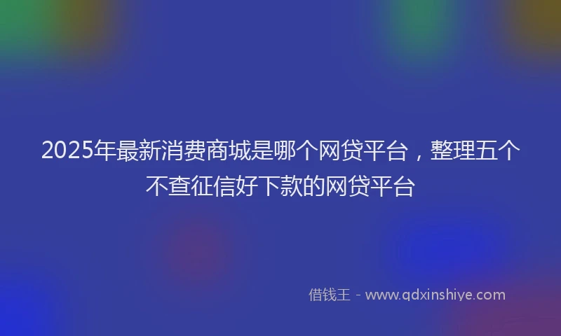 2025年最新消费商城是哪个网贷平台，整理五个不查征信好下款的网贷平台