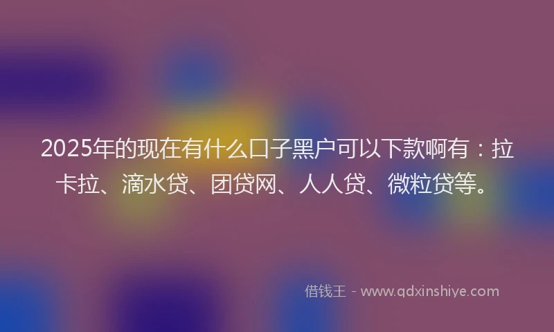 2025年的现在有什么口子黑户可以下款啊有：拉卡拉、滴水贷、团贷网、人人贷、微粒贷等。