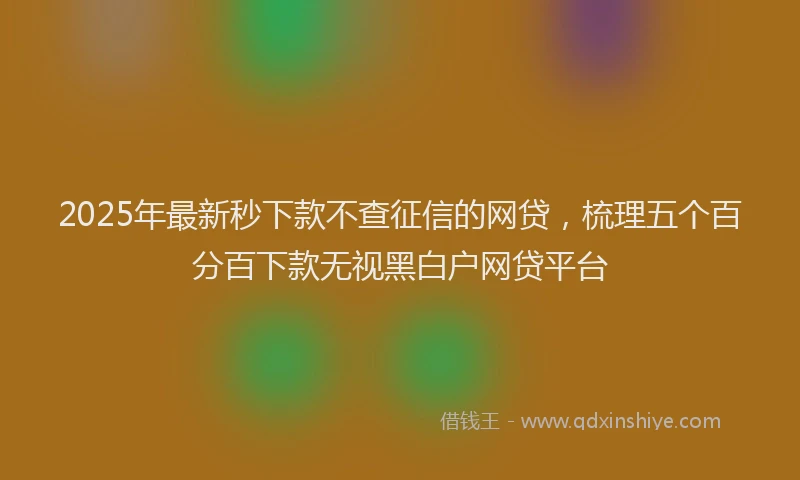 2025年最新秒下款不查征信的网贷,梳理五个百分百下款无视黑白户网贷平台