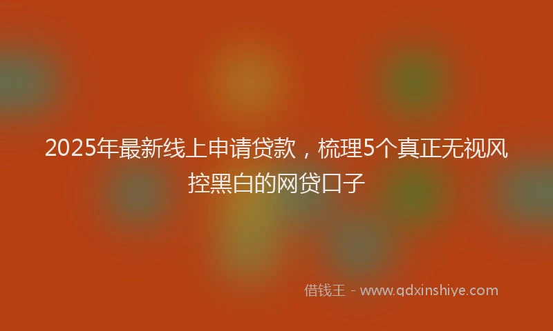 2025年最新线上申请贷款，梳理5个真正无视风控黑白的网贷口子