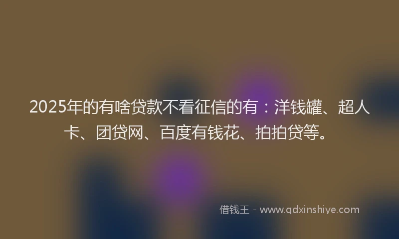 2025年的有啥贷款不看征信的有：洋钱罐、超人卡、团贷网、百度有钱花、拍拍贷等。