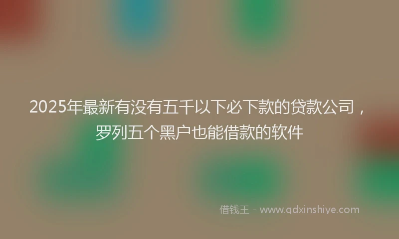 2025年最新有没有五千以下必下款的贷款公司，罗列五个黑户也能借款的软件