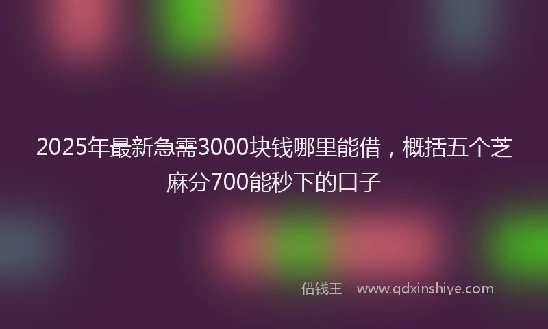 2025年最新急需3000块钱哪里能借，概括五个芝麻分700能秒下的口子