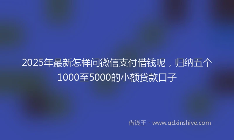 2025年最新怎样问微信支付借钱呢，归纳五个1000至5000的小额贷款口子