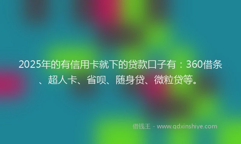 2025年的有信用卡就下的贷款口子有：360借条、超人卡、省呗、随身贷、微粒贷等。