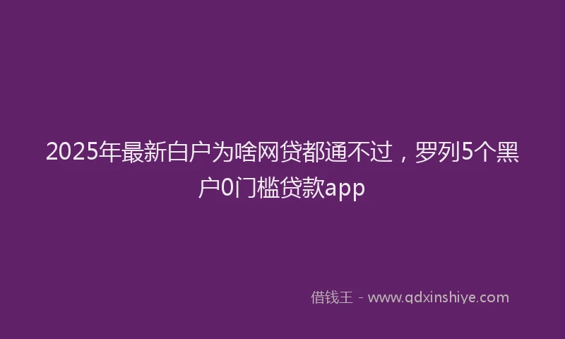 2025年最新白户为啥网贷都通不过，罗列5个黑户0门槛贷款app