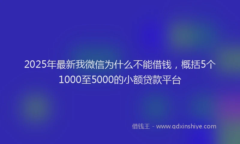 2025年最新我微信为什么不能借钱，概括5个1000至5000的小额贷款平台