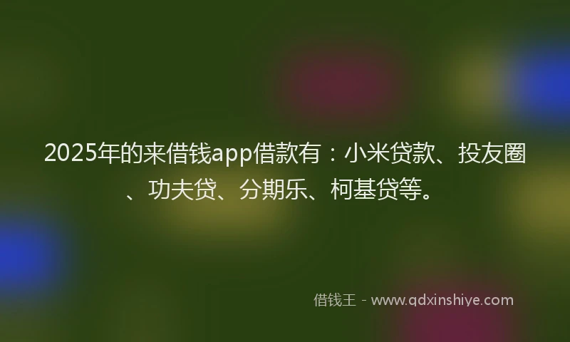 2025年的来借钱app借款有：小米贷款、投友圈、功夫贷、分期乐、柯基贷等。