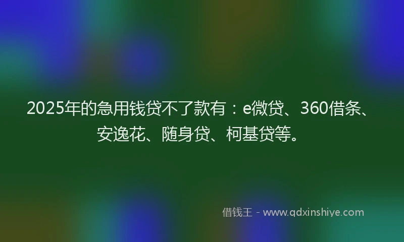 2025年的急用钱贷不了款有：e微贷、360借条、安逸花、随身贷、柯基贷等。