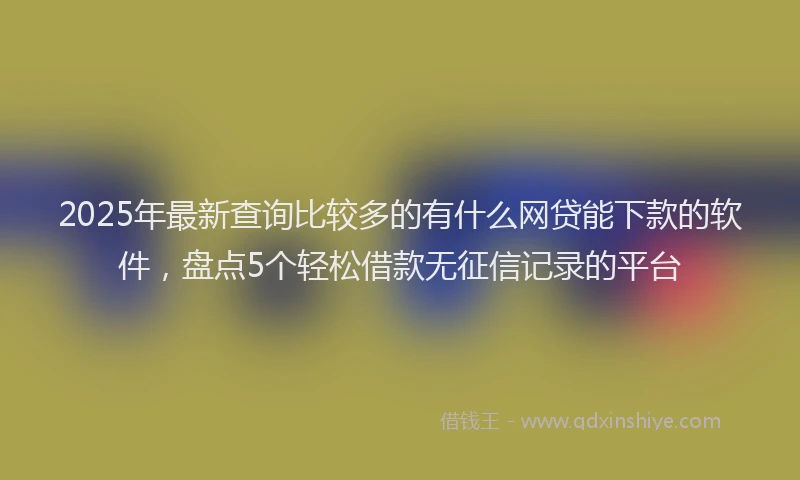 2025年最新查询比较多的有什么网贷能下款的软件，盘点5个轻松借款无征信记录的平台
