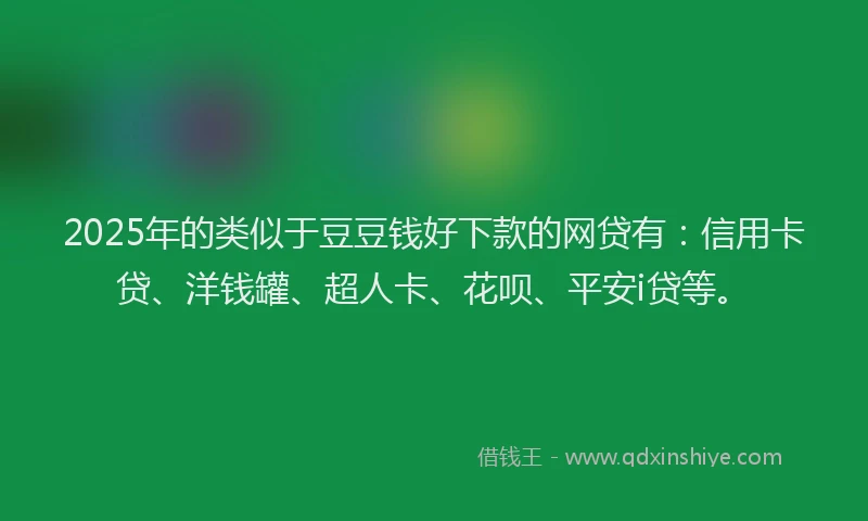 2025年的类似于豆豆钱好下款的网贷有：信用卡贷、洋钱罐、超人卡、花呗、平安i贷等。