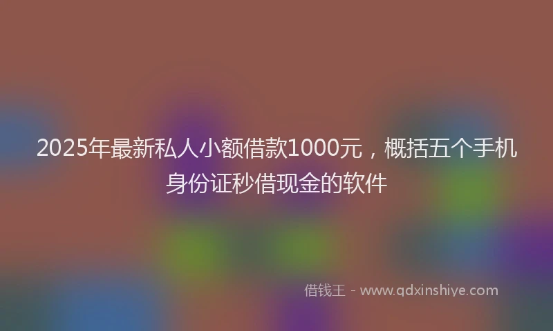 2025年最新私人小额借款1000元，概括五个手机身份证秒借现金的软件