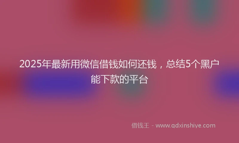 2025年最新用微信借钱如何还钱，总结5个黑户能下款的平台