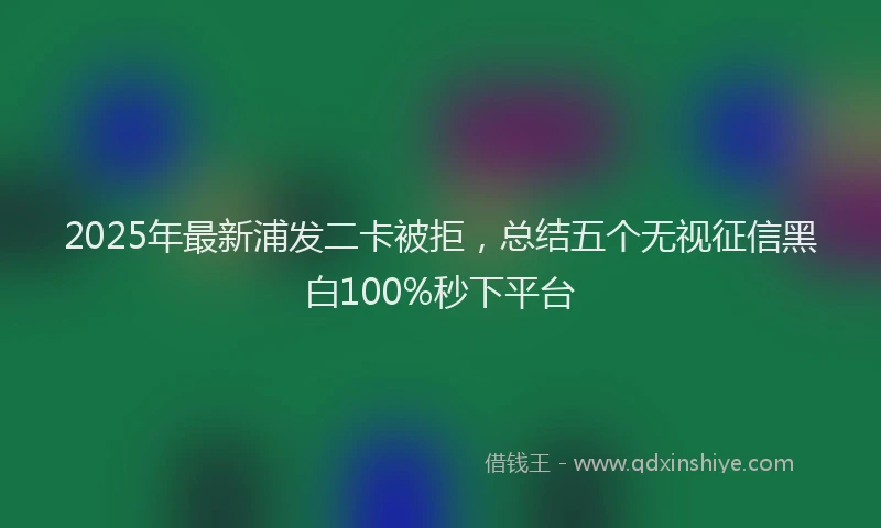 2025年最新浦发二卡被拒，总结五个无视征信黑白100%秒下平台