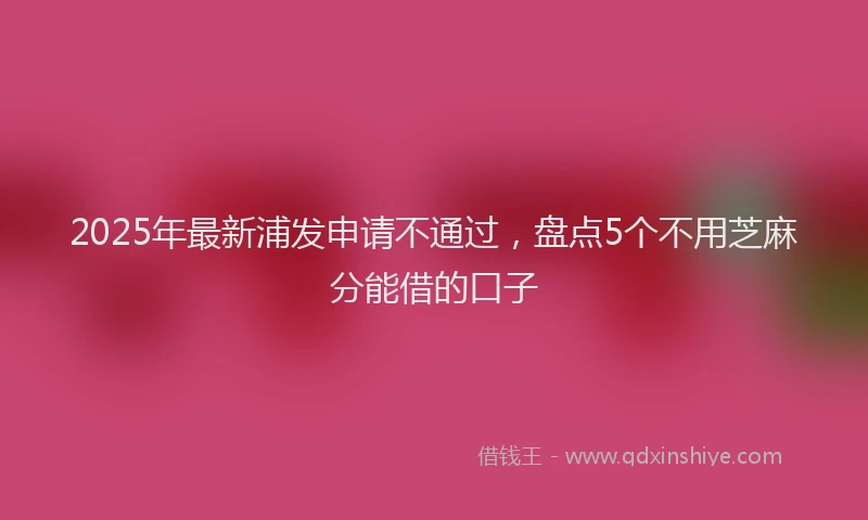 2025年最新浦发申请不通过，盘点5个不用芝麻分能借的口子