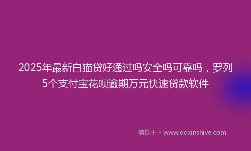 2025年最新白猫贷好通过吗安全吗可靠吗，罗列5个支付宝花呗逾期万元快速贷款软件