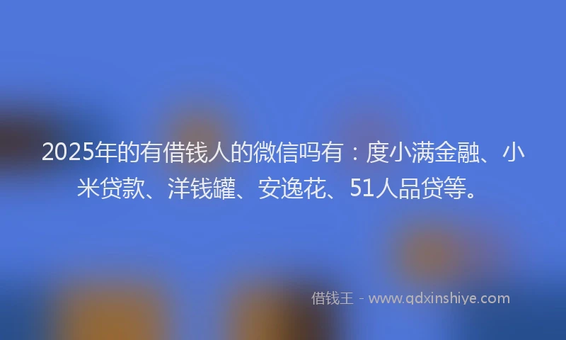 2025年的有借钱人的微信吗有：度小满金融、小米贷款、洋钱罐、安逸花、51人品贷等。