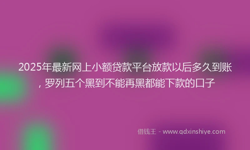 2025年最新网上小额贷款平台放款以后多久到账，罗列五个黑到不能再黑都能下款的口子