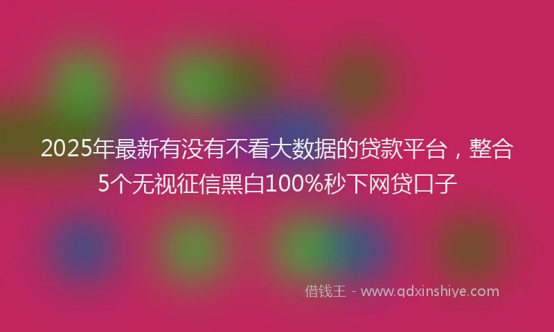 2025年最新有没有不看大数据的贷款平台，整合5个无视征信黑白100%秒下网贷口子