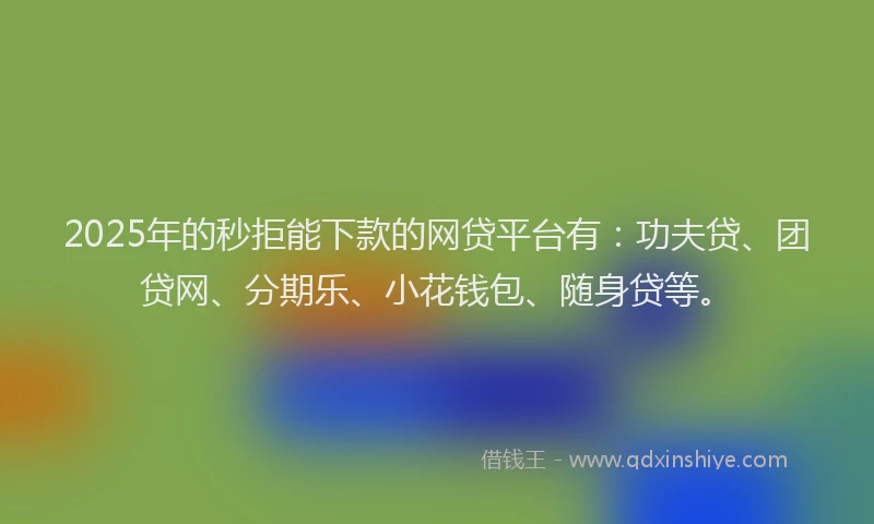 2025年的秒拒能下款的网贷平台有：功夫贷、团贷网、分期乐、小花钱包、随身贷等。